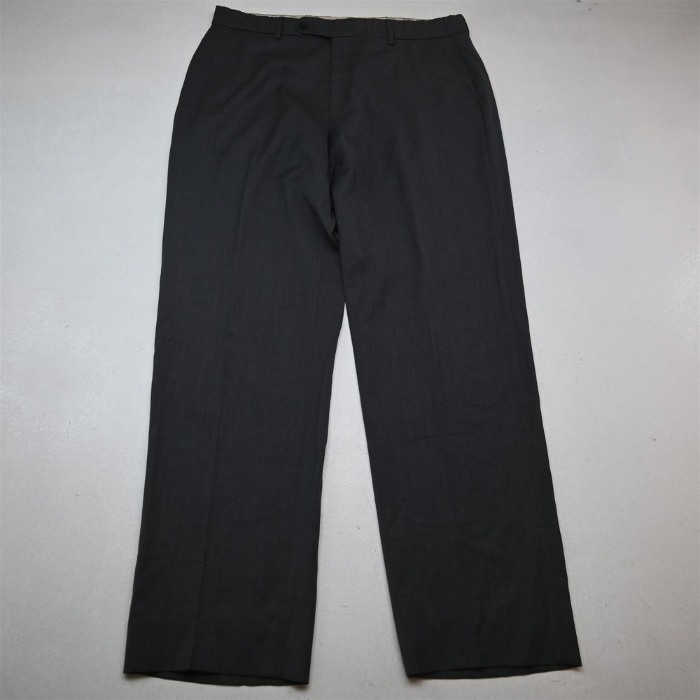 Ballin 34x34 Gray Super 120s Wool Comfort Eze Classic Flat Front Dress Pants